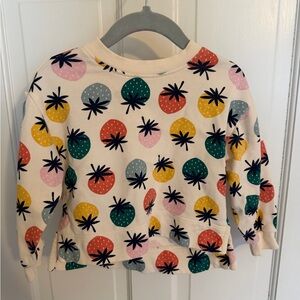 Kids Cream Pullover Sweatshirt with Multi-Color Strawberry Print